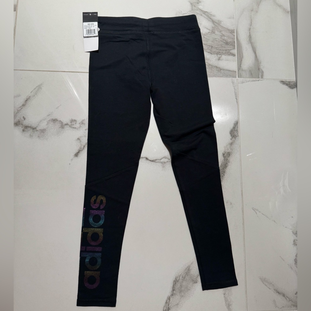 adidas Black Leggings with Iridescent Logo